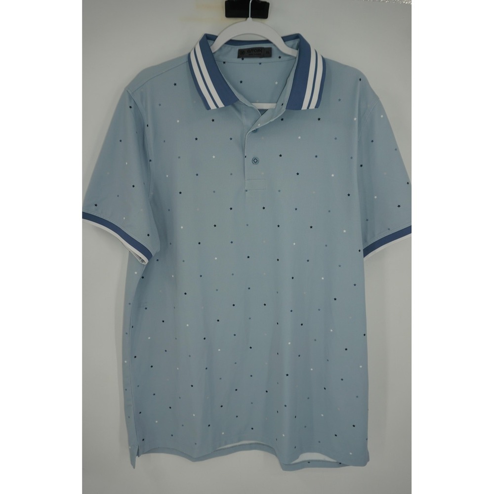G/FORE Polo Shirt Mens XL Blue Star Graphic Print Golf‎ Performance Toscana